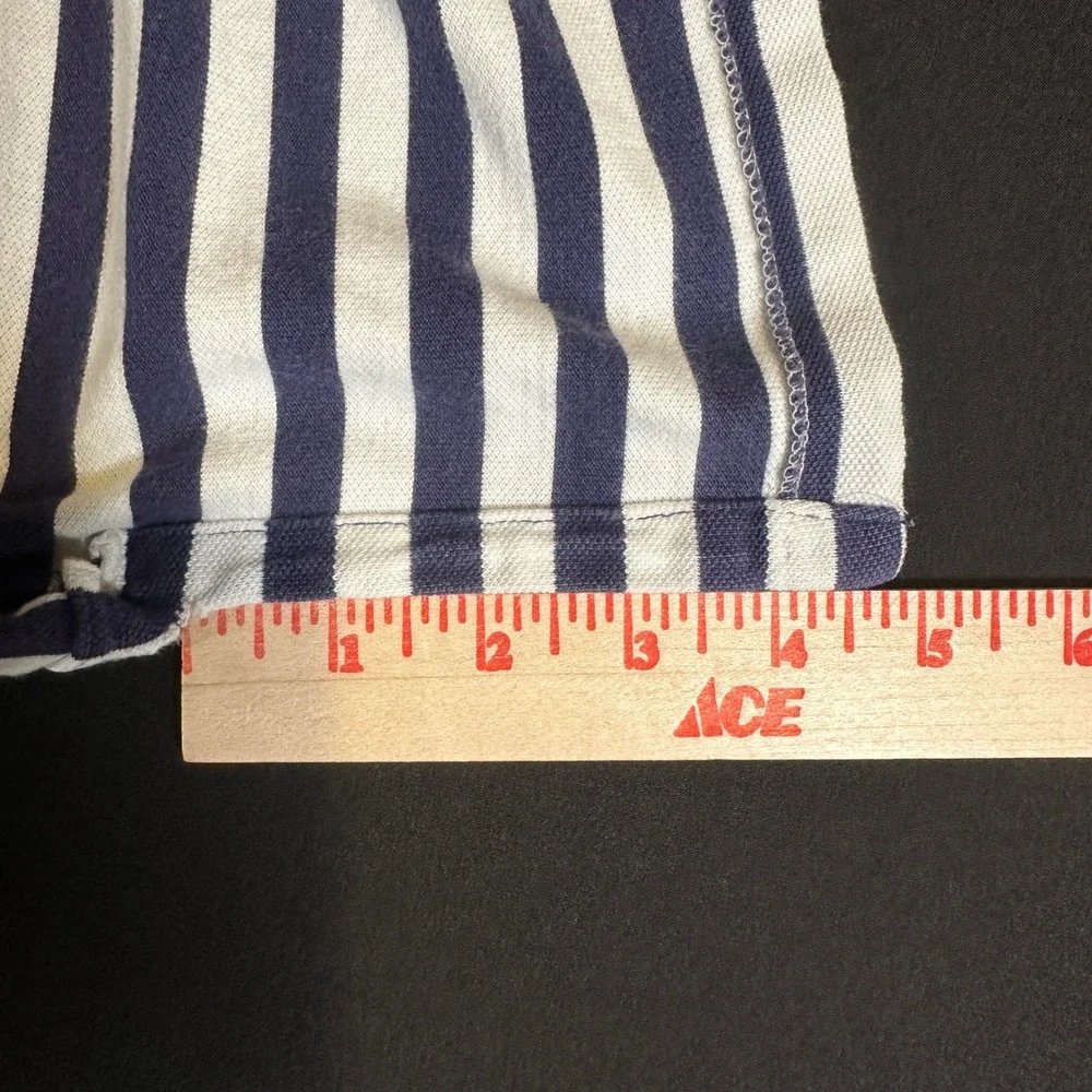 VTG Y2K Polo Shirt Mens‎ Blue Yellow Striped Short Sleeve Casual Sm